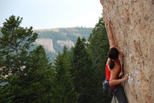Leslie on Happiness in Slavery 5.12b @ Ten Sleep, WY