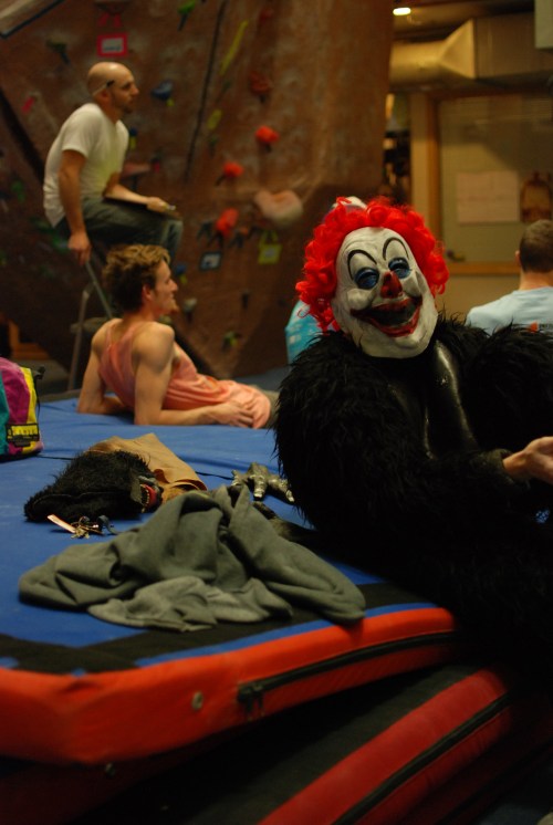 There was a creepy clown gorilla.